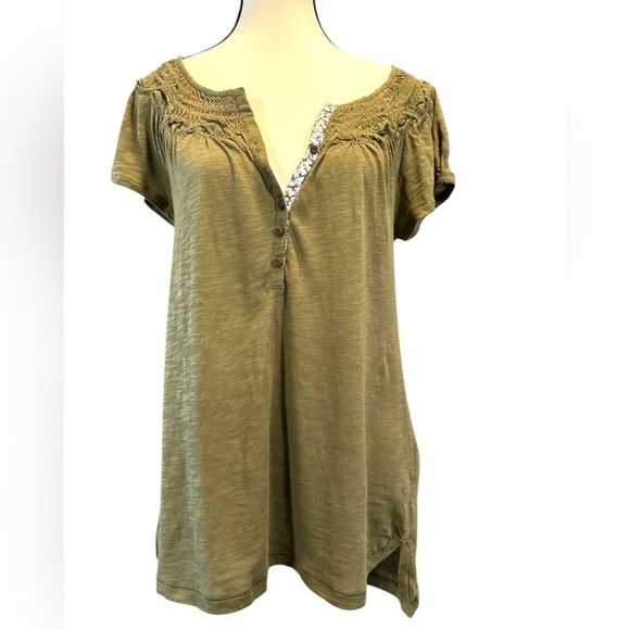 Meadow Rue 100% Cotton Olive Green Women's Top - Picture 1 of 6